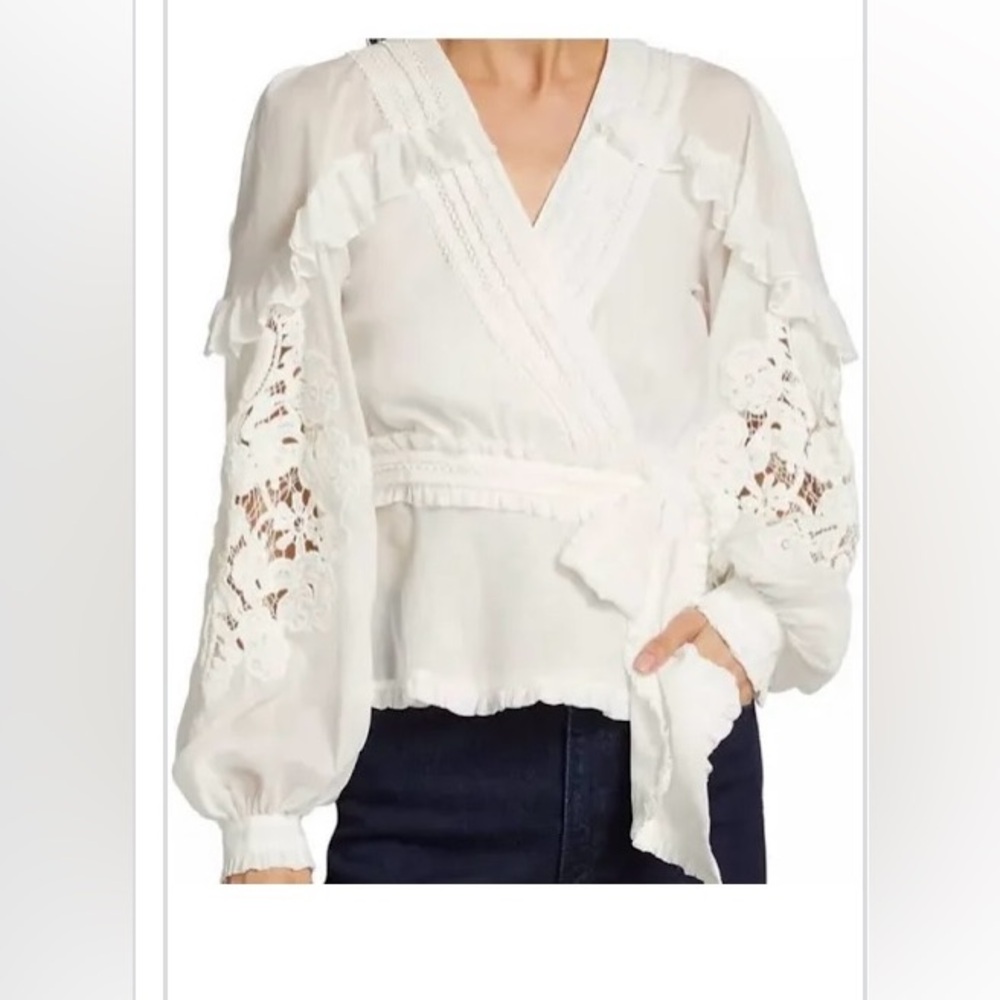 Elegant White Lace Wrap Top